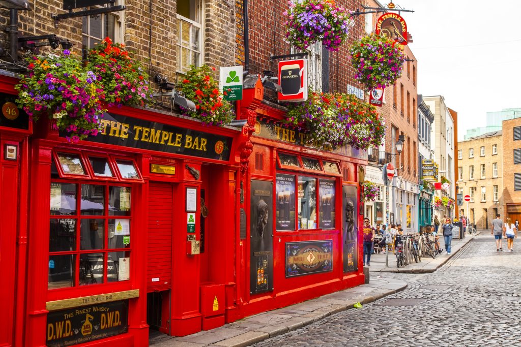 Temple Bar in Dublin old town, popular tourists attraction - Leisure Travel Enterprises