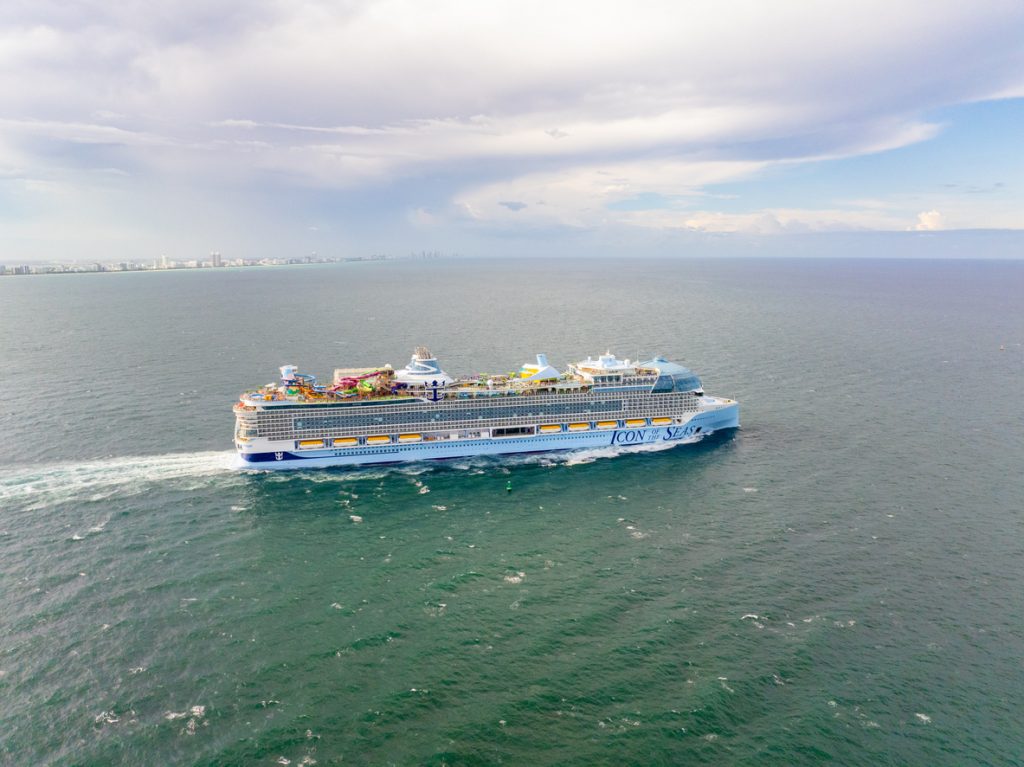 Icon of the Seas Royal Caribbean cruiseship departing Miami for a cruise - Leisure Travel Enterprises