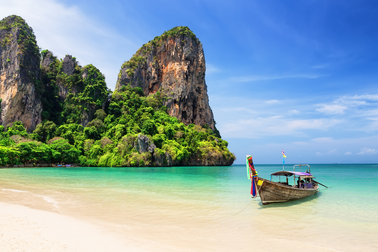 sand Railay Beach in Krabi province. Ao Nang, Thailand - LTE