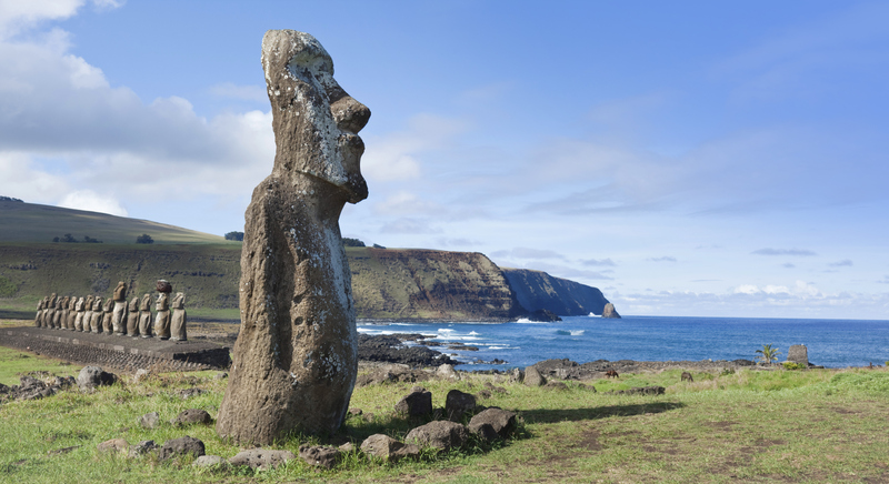 Blue sky over Moai at Rano Raraku Easter Island Chile - Leisure Travel Enterprises